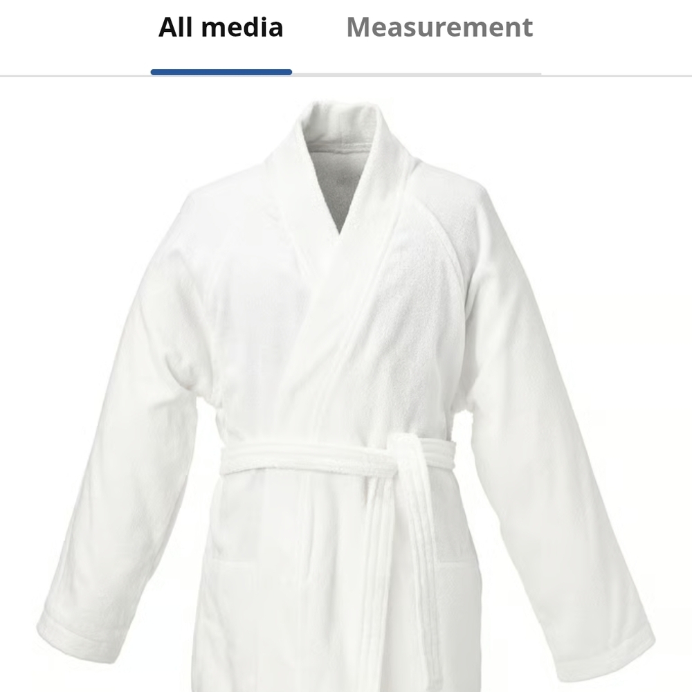 IKEA White Terry Bathrobe with Shawl Collar - Picture 2 of 6